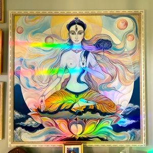 White Tara painting, oil on canvas